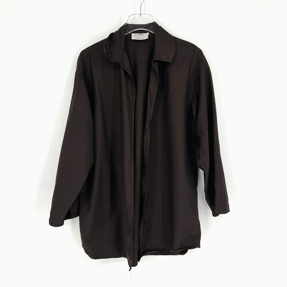 Vtg Zoran Jacket Womens L Brown Wool Designer Classic Preppy Minimalist‎